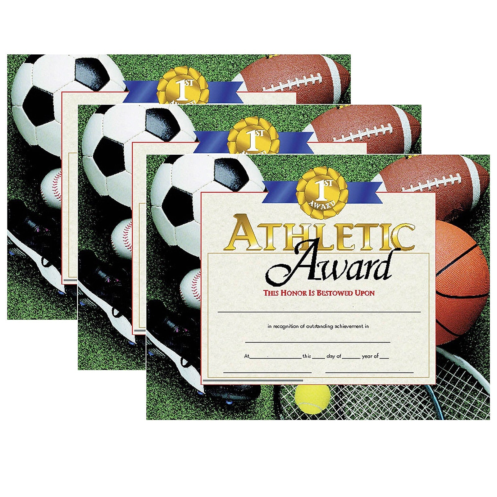 Hayes Publishing Athletic Award Certificates, 8.5" x 11", 30 Per Pack, 3 Packs (H-VA526-3)