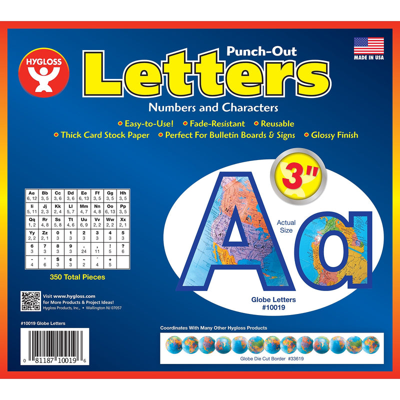 Hygloss 3" Punch-Out Letters, Globe, 350 Characters/Pack, 3 Packs (HYG10019-3)