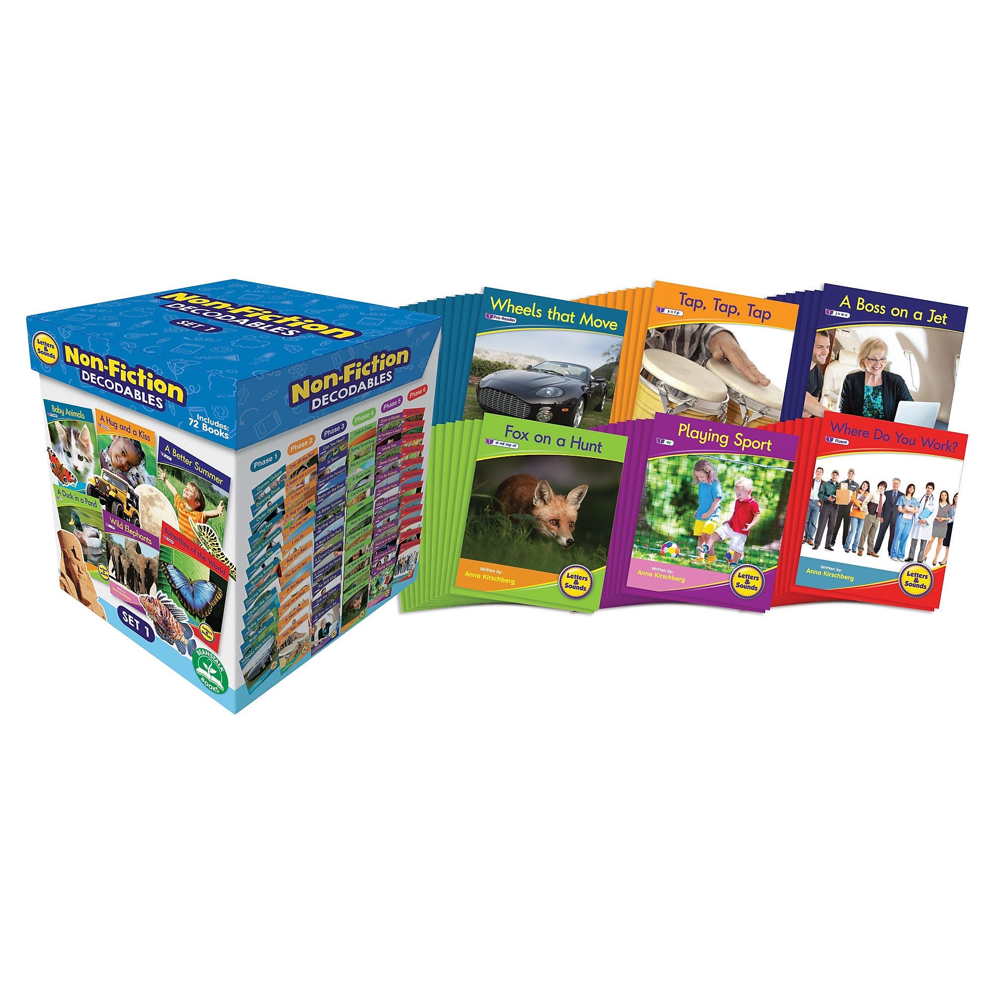 Junior Learning® Letters & Sounds Non-Fiction Decodables Boxed Set, Set 1, 12 Books