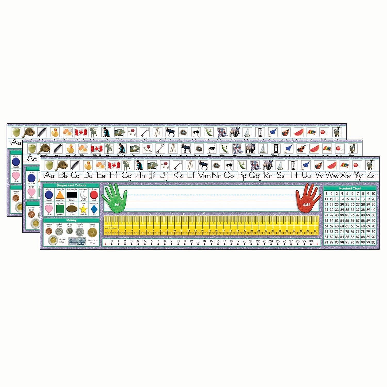 North Star Teacher Resources Canadian Traditional Manuscript Desk Plates, 19" x 5", 36/Pack, 3 Packs (NST9020-3)