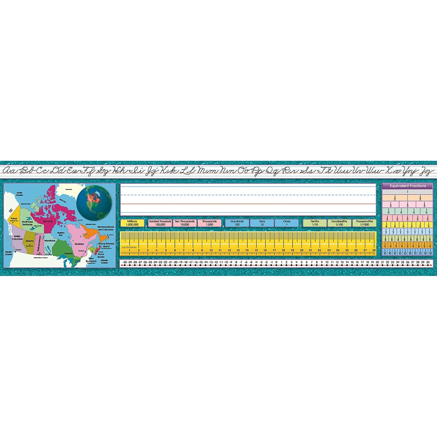 North Star Teacher Resources Canadian Intermediate Traditional Cursive Desk Plates, 19" x 5", 36/Pack, 3 Packs (NST9025-3)