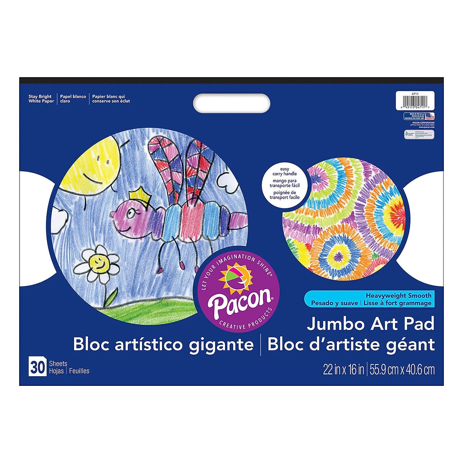 Prang® Jumbo Art Pad, White, 22" x 16", 30 Sheets, Pack of 3 (PAC4711-3)
