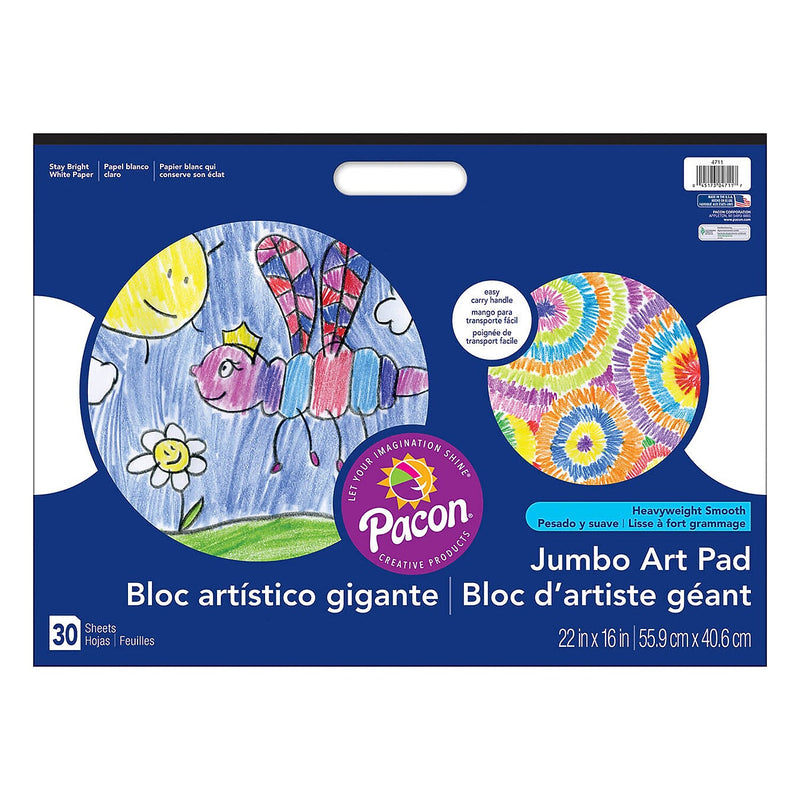 Prang® Jumbo Art Pad, White, 22" x 16", 30 Sheets, Pack of 3 (PAC4711-3)
