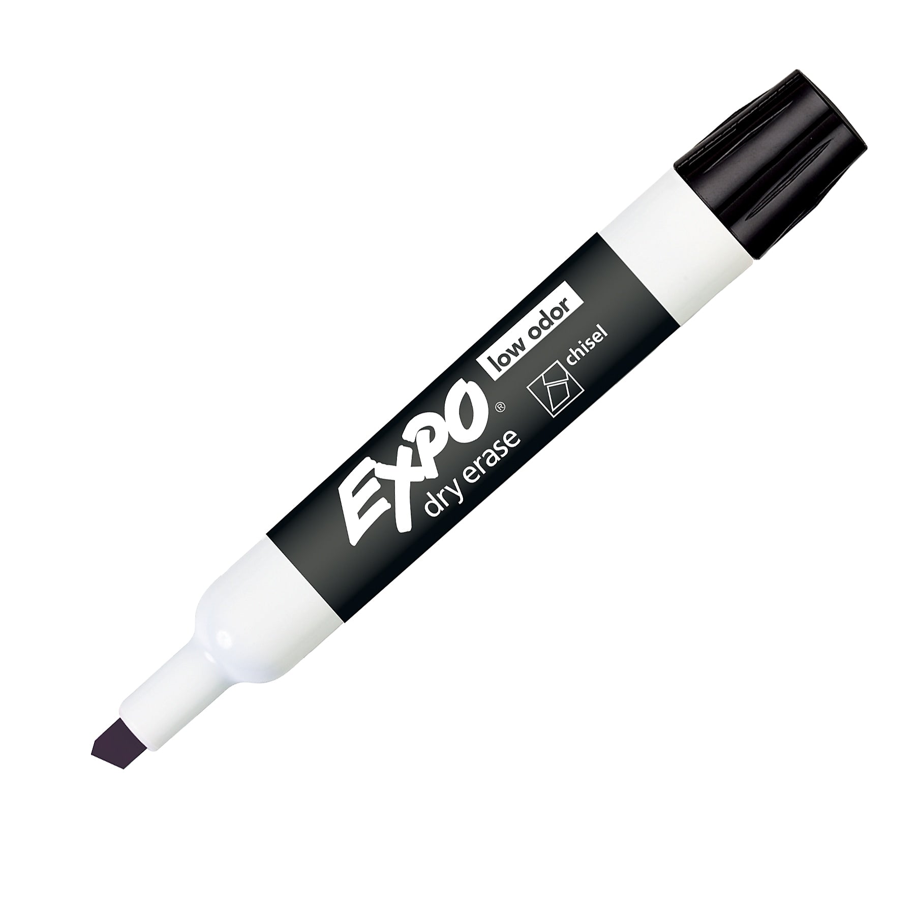 EXPO® Low Odor Dry Erase Markers, Chisel Tip, Black, Pack of 12 (SAN80001-12)