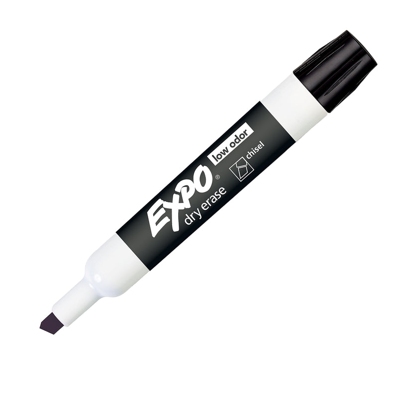 EXPO® Low Odor Dry Erase Markers, Chisel Tip, Black, Pack of 12 (SAN80001-12)