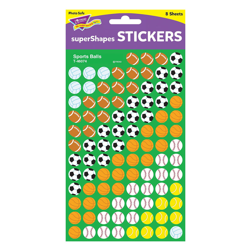 TREND Sports Balls superShapes Stickers, 800 Per Pack, 12 Packs (T-46074-12)