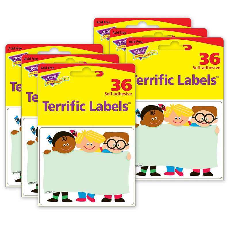 TREND Kids Terrific Labels, 2.5" x 3", 36 Per Pack, 6 Packs (T-68003-6)