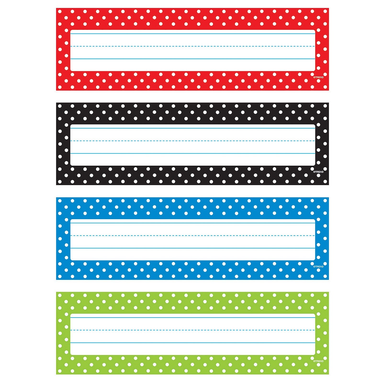 TREND Polka Dots Desk Toppers® Nameplates Variety Pack, 2.875" x 9.5", 32 Per Pack, 6 Packs (T-69951-6)
