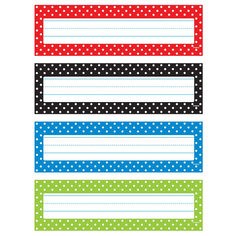 TREND Polka Dots Desk Toppers® Nameplates Variety Pack, 2.875" x 9.5", 32 Per Pack, 6 Packs (T-69951-6)