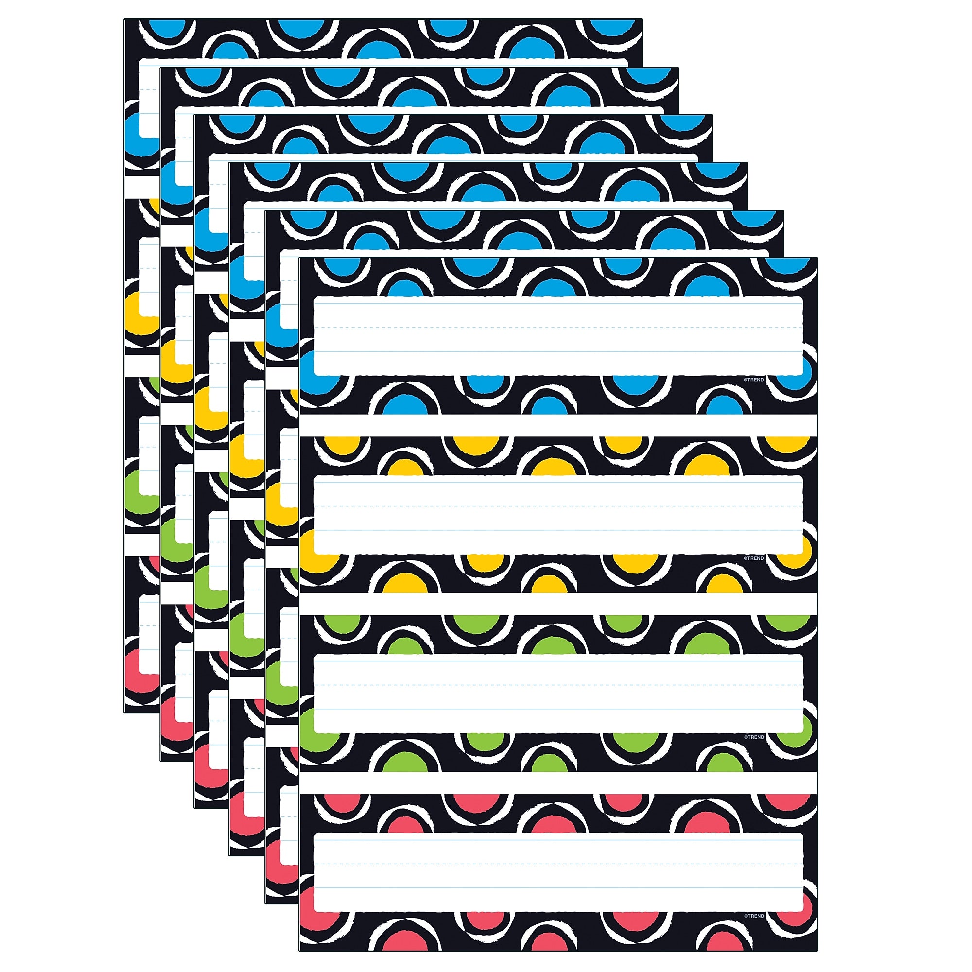 TREND Bold Strokes Circles Desk Toppers Nameplates Variety Pack, 9.5" x 2.88", 32 Per Pack, 6 Packs (T-69956-6)