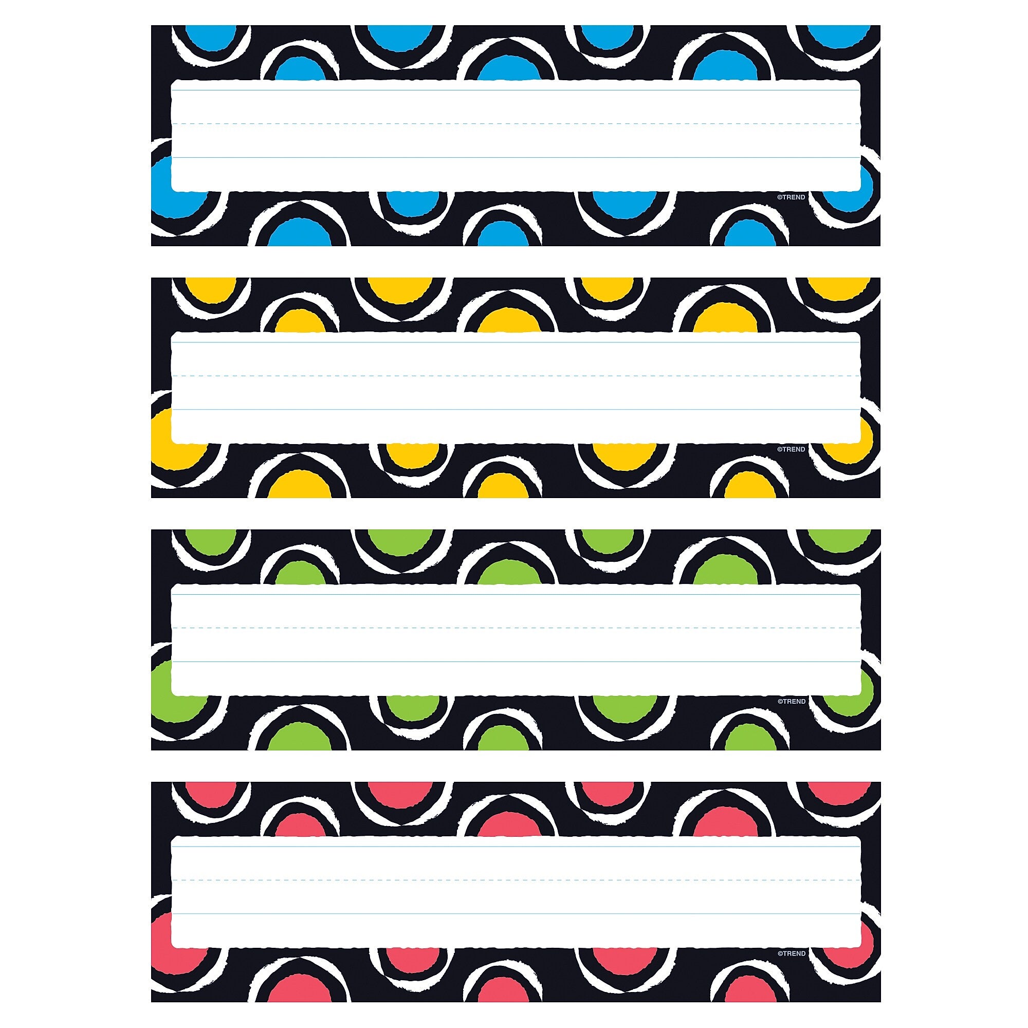 TREND Bold Strokes Circles Desk Toppers Nameplates Variety Pack, 9.5" x 2.88", 32 Per Pack, 6 Packs (T-69956-6)