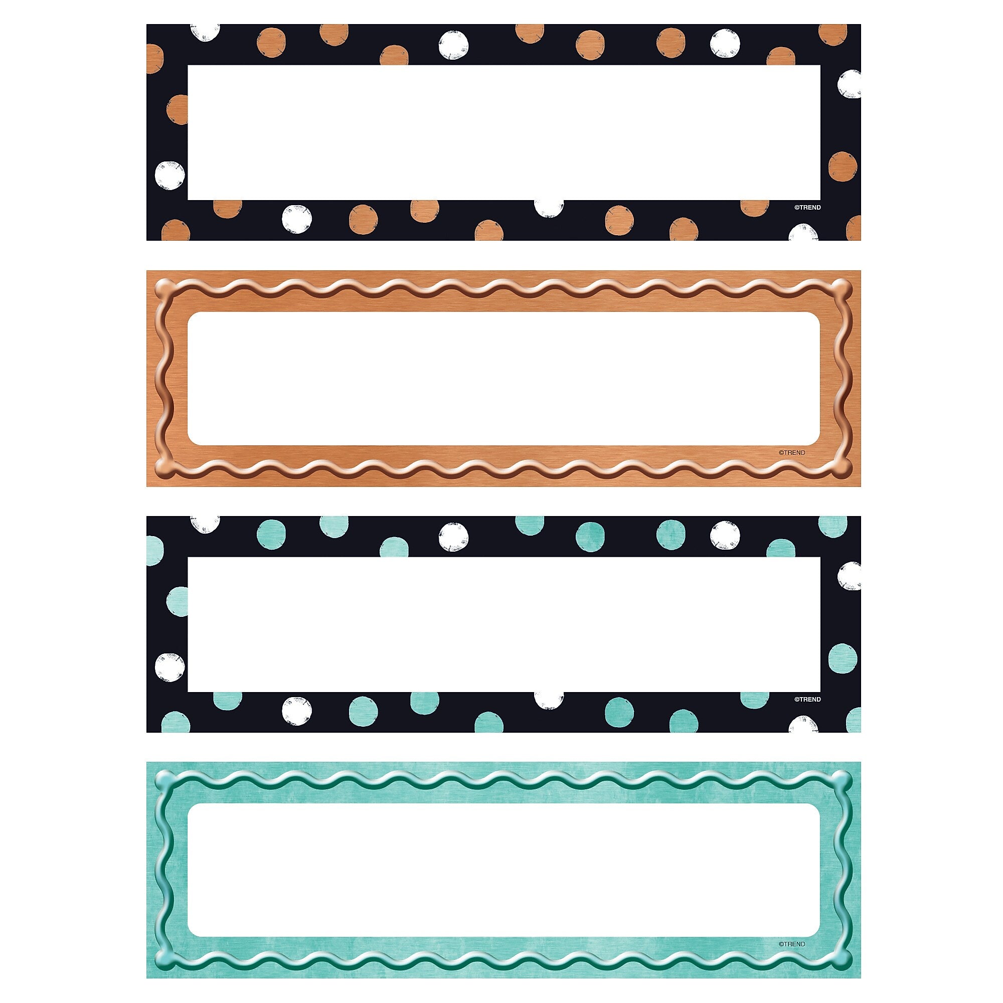 TREND I ♥ Metal™ Dots & Embossed Desk Toppers® Nameplates Variety Pack, 2.875" x 9.5", 32 Per Pack, 6 Packs (T-69960-6)
