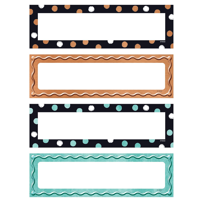 TREND I ♥ Metal™ Dots & Embossed Desk Toppers® Nameplates Variety Pack, 2.875" x 9.5", 32 Per Pack, 6 Packs (T-69960-6)