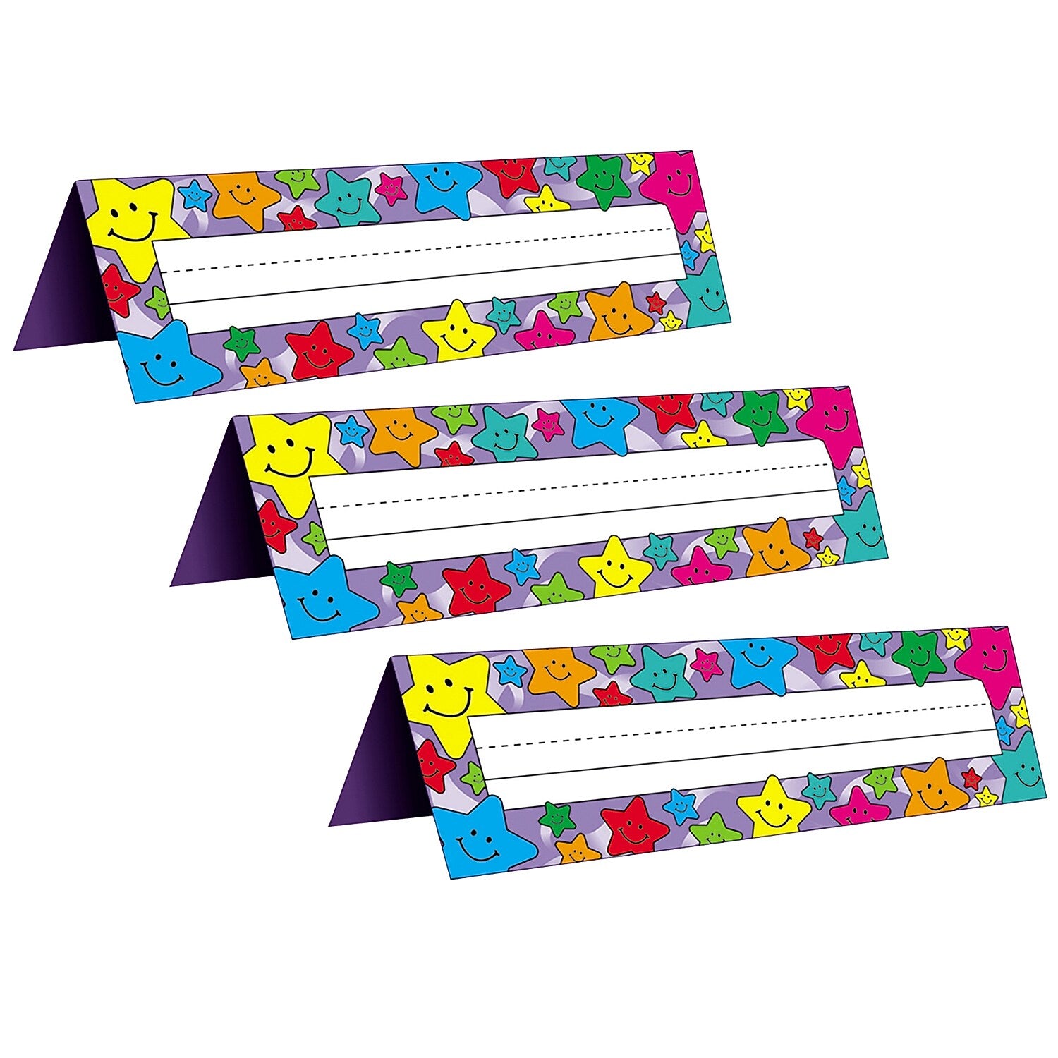 Teacher Created Resources Happy Stars Tented Nameplates, 3.5" x 11.5", 36 Per Pack, 3 Packs (TCR1941-3)