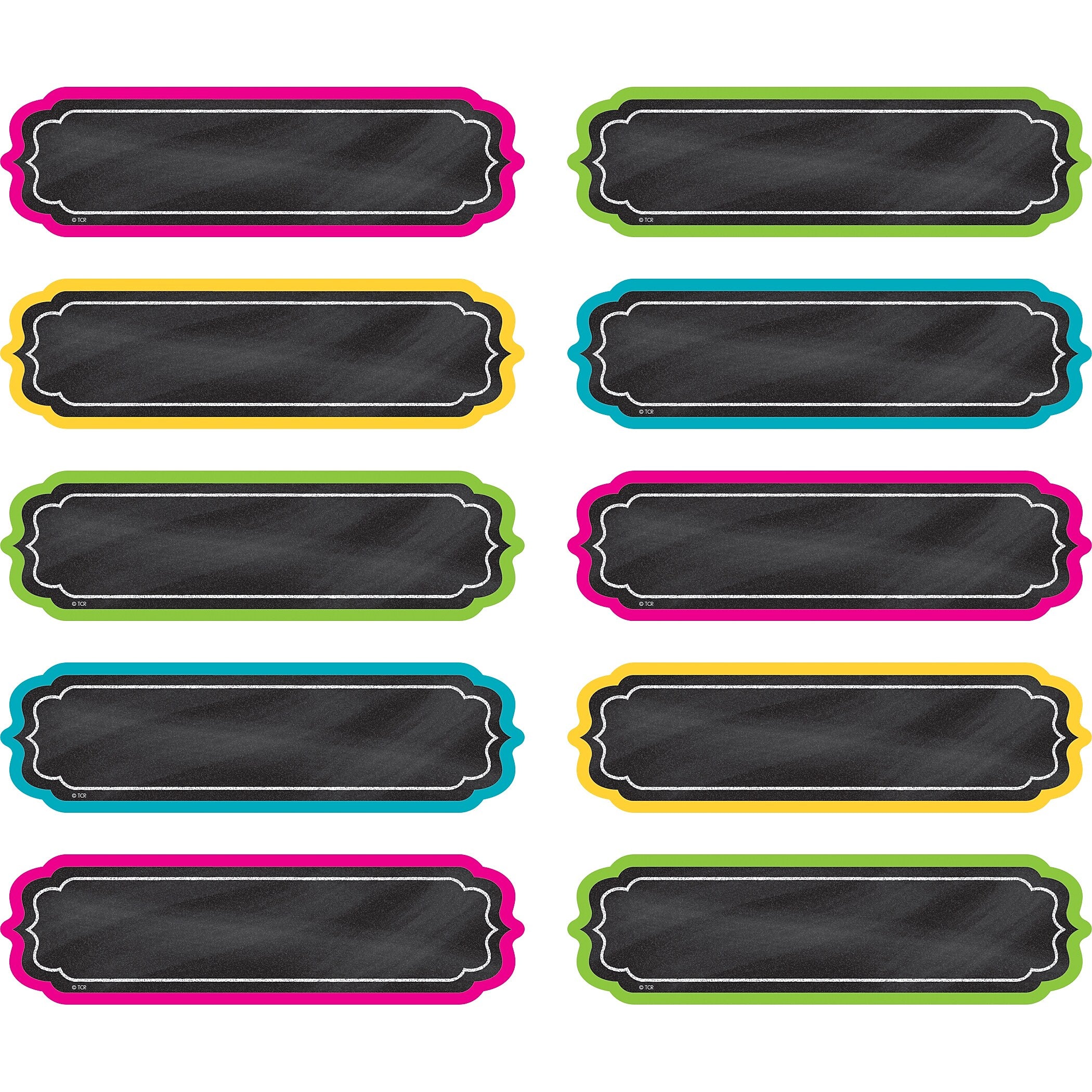 Teacher Created Resources Chalkboard Brights Labels, 5.25" x 1.5", 30 Per Pack, 3 Packs (TCR20871-3)