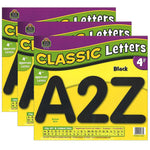 Teacher Created Resources 4" Classic Font Uppercase Letters, Black, 81 Pieces/Pack, 3 Packs (TCR5376-3)