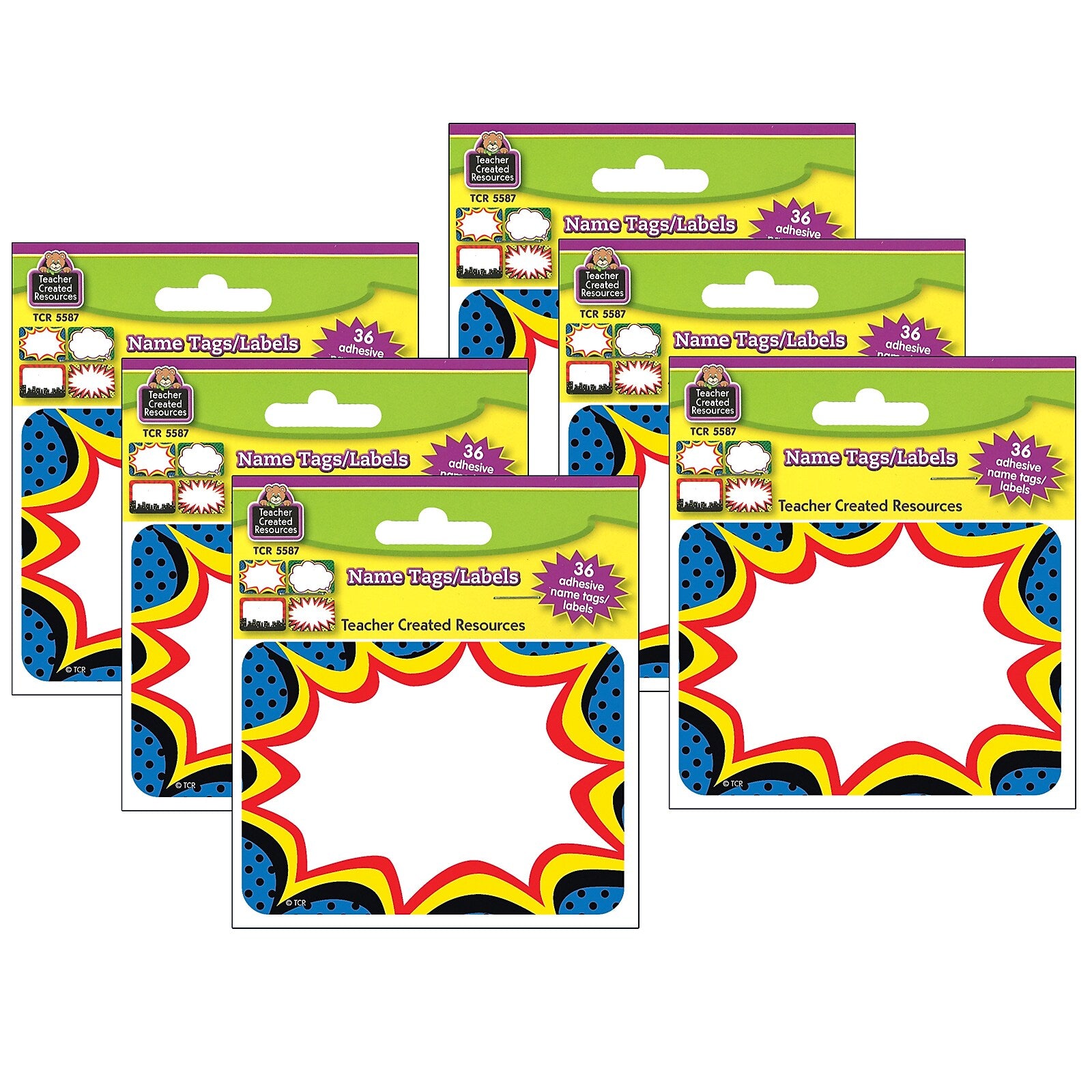 Teacher Created Resources Superhero Name Tags, 3.5" x 2.5", 36 Per Pack, 6 Packs (TCR5587-6)