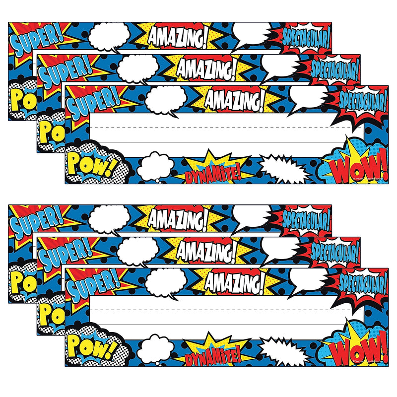 Teacher Created Resources Superhero Flat Nameplates, 3.5" x 11.5", 36 Per Pack, 6 Packs (TCR5588-6)