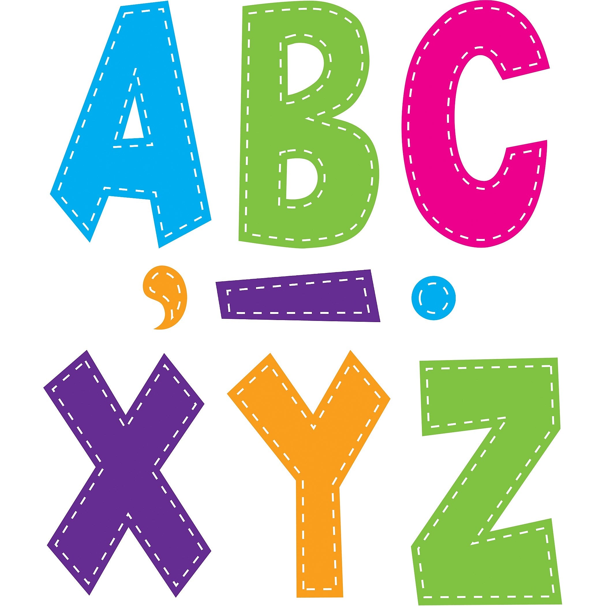 Teacher Created Resources 7" Fun Font Letters, Bright Stitch, 120 Pieces/Pack, 3 Packs (TCR77281-3)