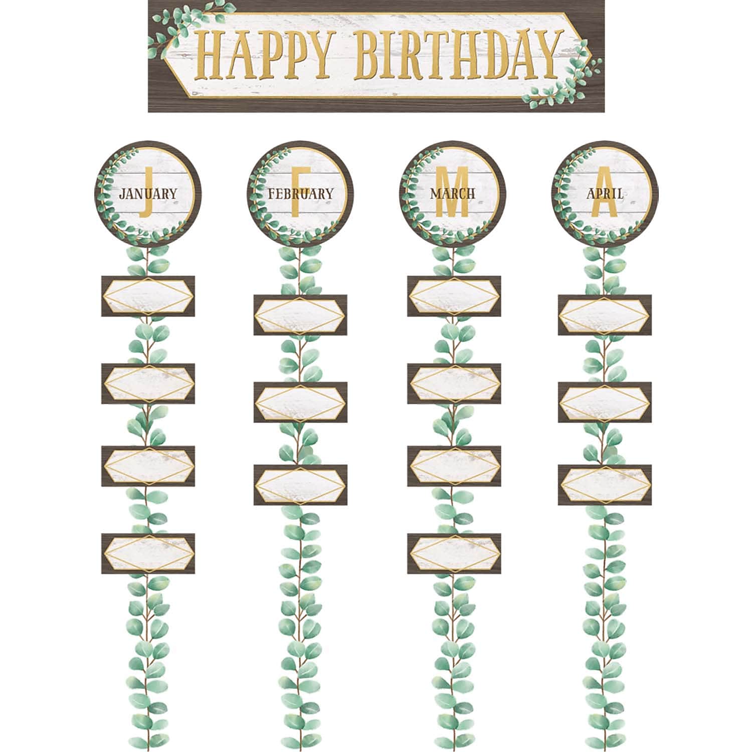 Teacher Created Resources Eucalyptus Happy Birthday Bulletin Board Set, 70/Set (TCR8473)