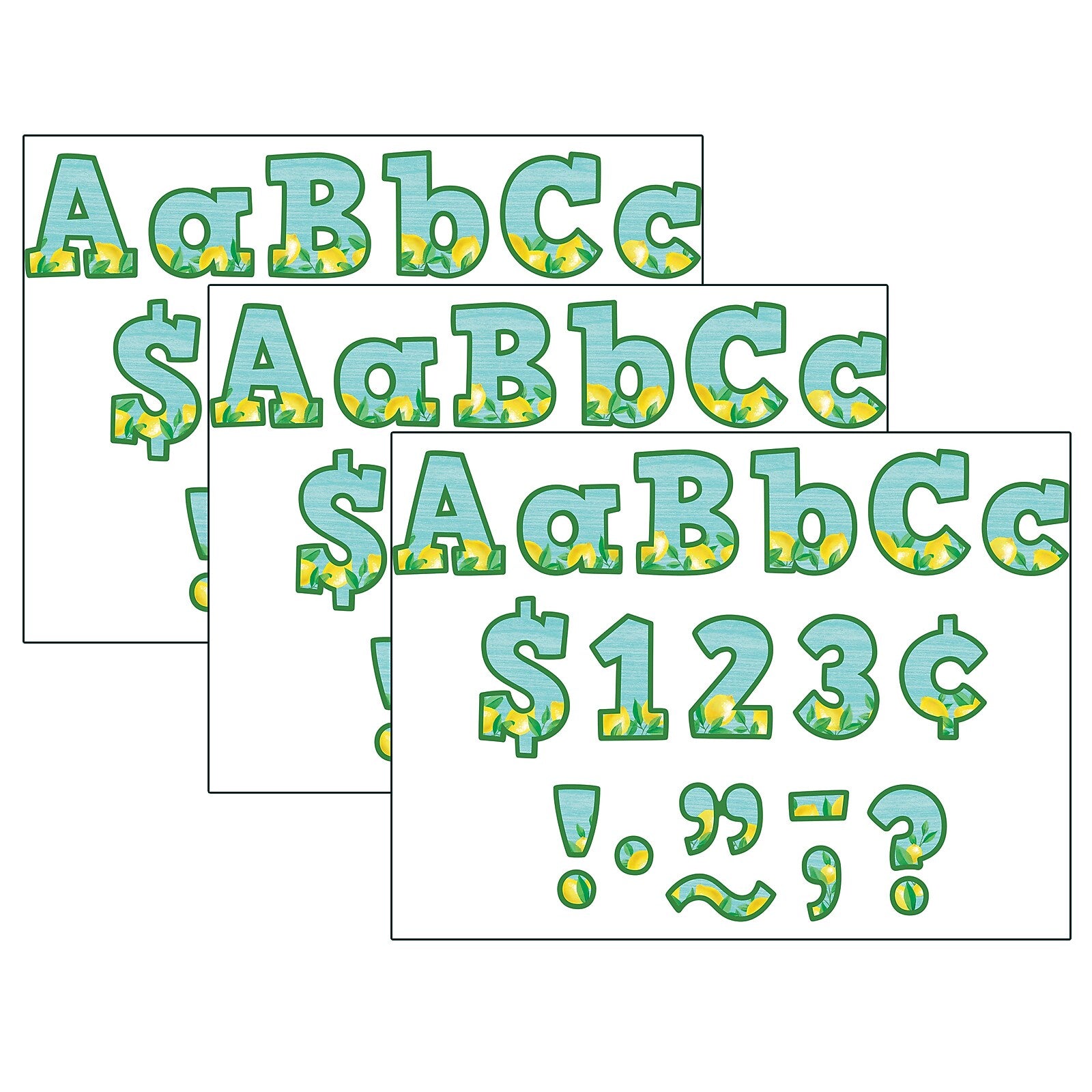 Teacher Created Resources® 4" Bold Block Letters Combo Pack, Lemon Zest, 230 Characters Per Pack, 3 Packs (TCR8497-3)