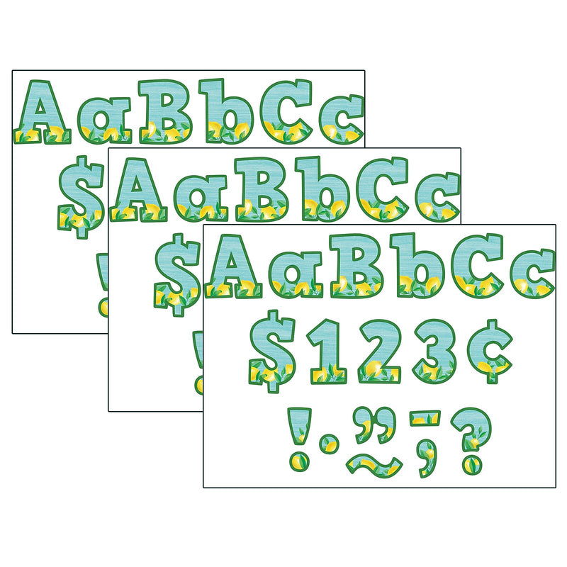 Teacher Created Resources® 4" Bold Block Letters Combo Pack, Lemon Zest, 230 Characters Per Pack, 3 Packs (TCR8497-3)