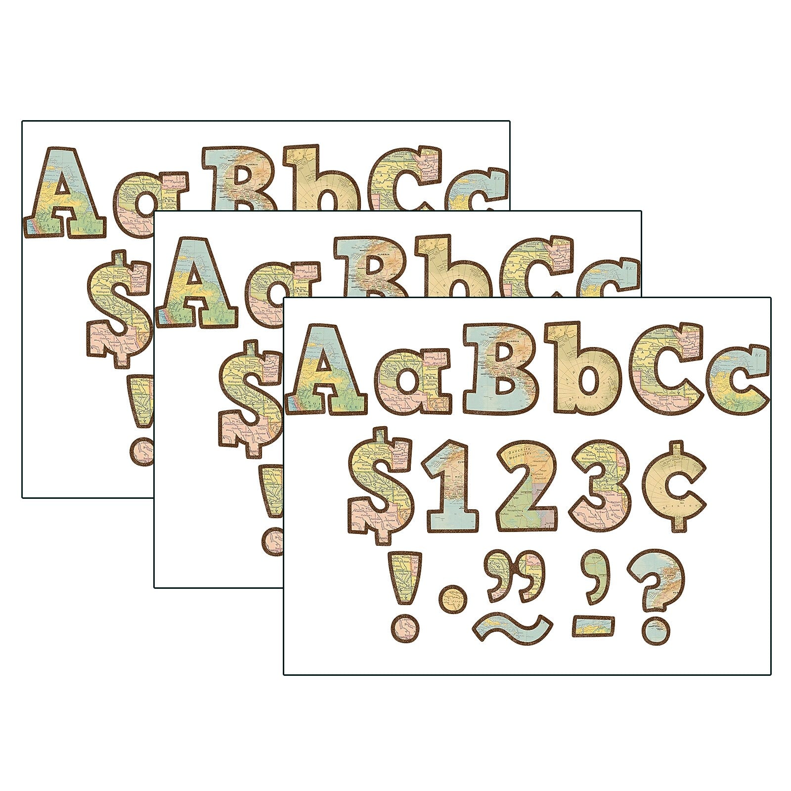 Teacher Created Resources® 4" Bold Block Letters Combo Pack, Travel the Map, 230 Characters Per Pack, 3 Packs (TCR8575-3)
