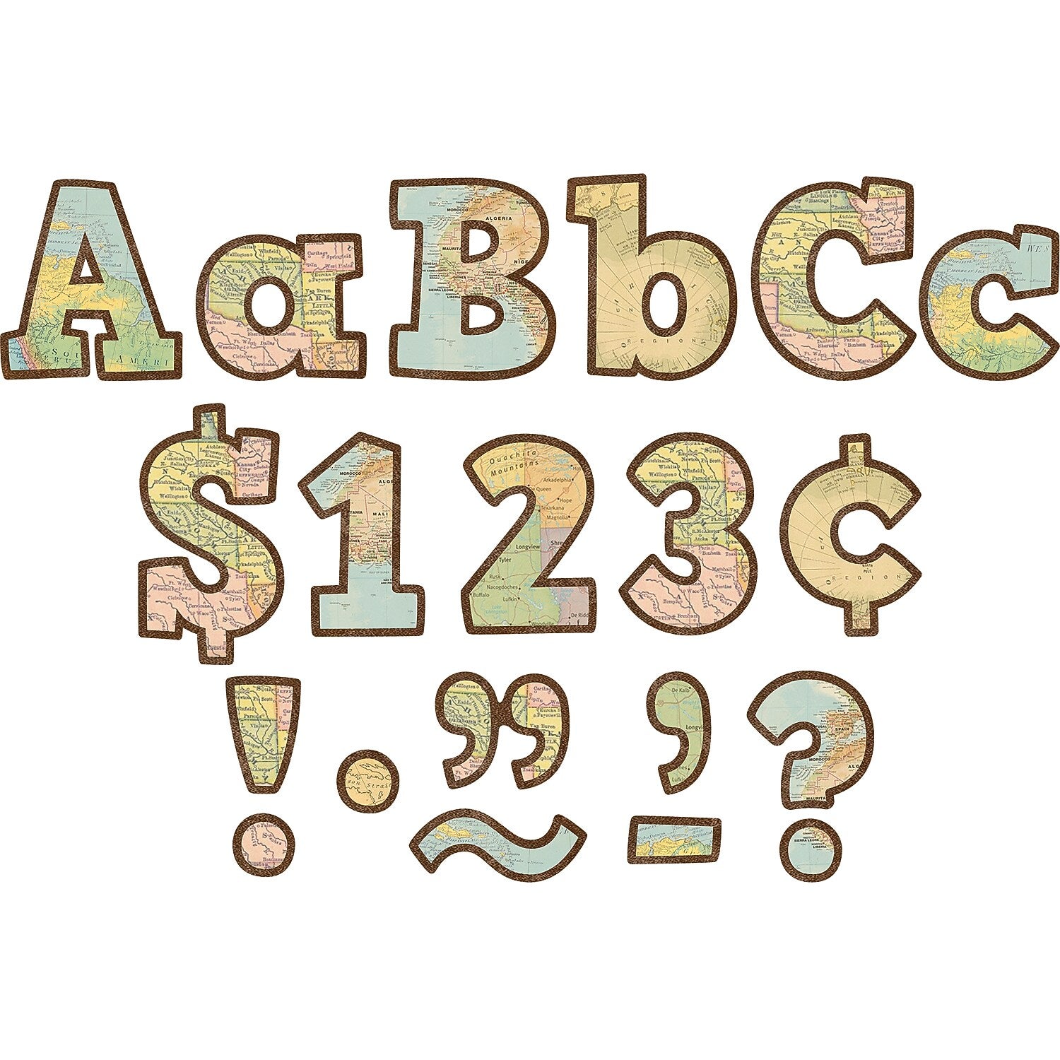 Teacher Created Resources® 4" Bold Block Letters Combo Pack, Travel the Map, 230 Characters Per Pack, 3 Packs (TCR8575-3)