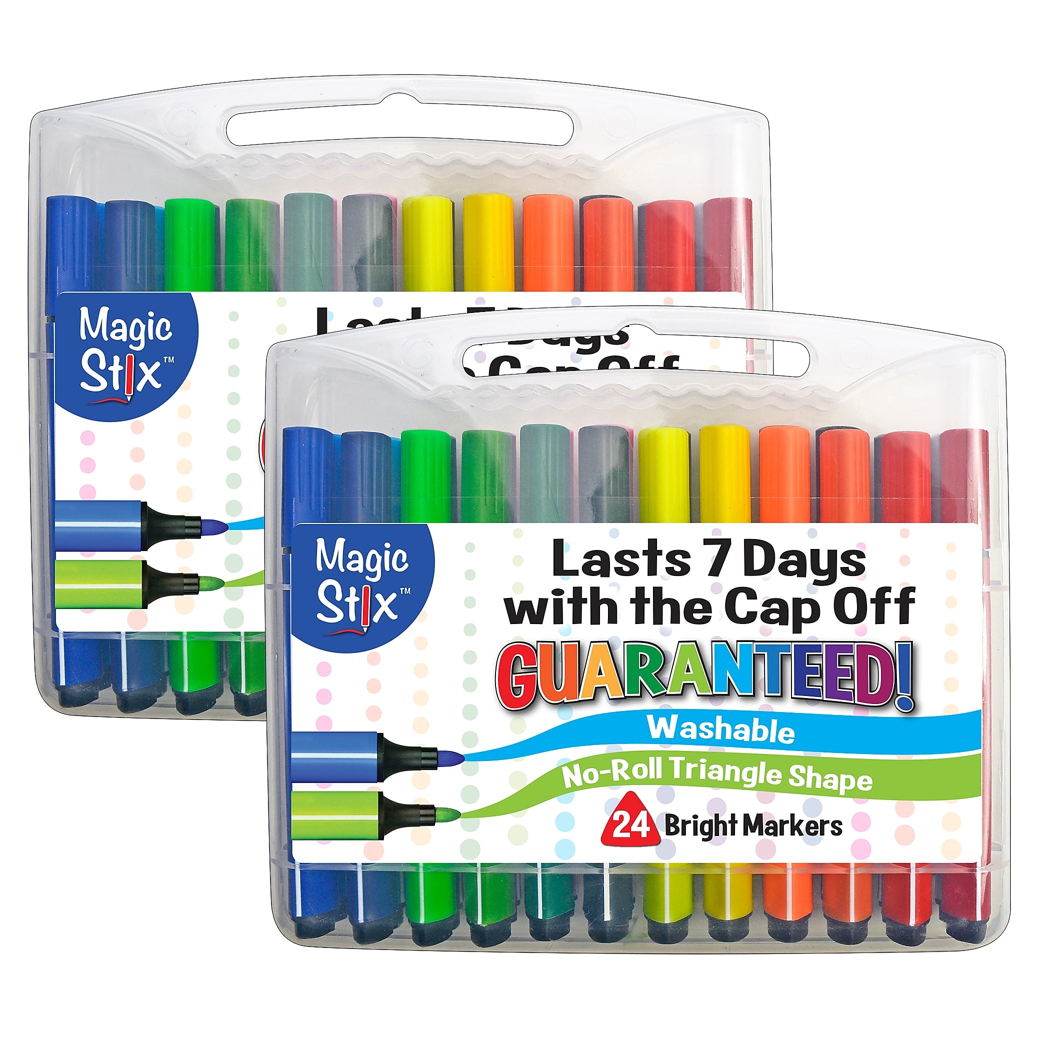 Magic Stix Triangular Markers, Bullet Tip, 24 Colors/Pack, 2 Packs (TPG397-2)