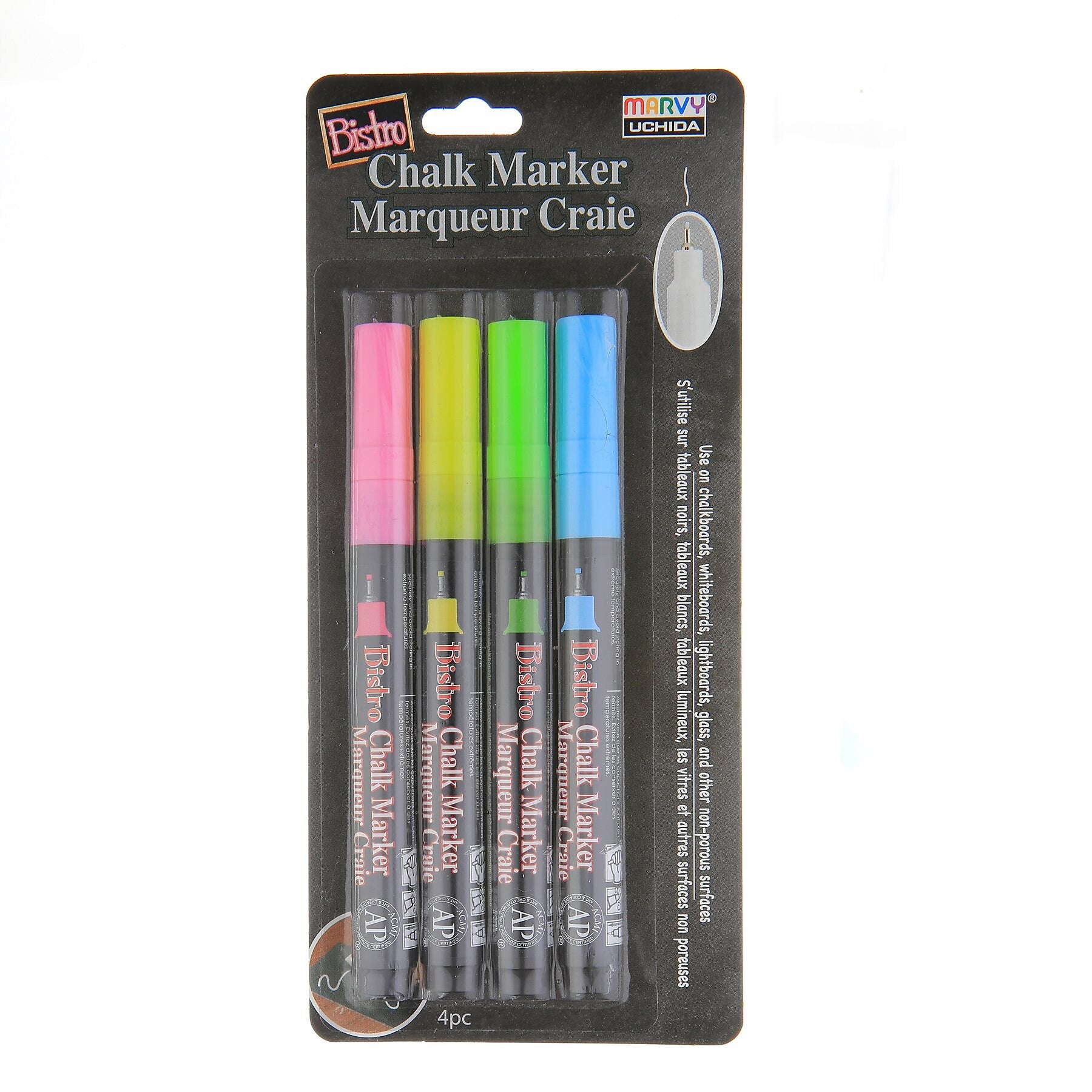 Marvy Uchida Chalk Markers, Extra Fine Tip, Assorted, 4/Pack, 2 Packs (UCH4854A-2)