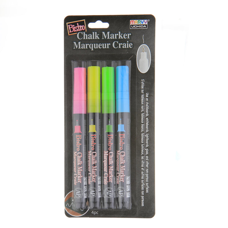 Marvy Uchida Chalk Markers, Extra Fine Tip, Assorted, 4/Pack, 2 Packs (UCH4854A-2)