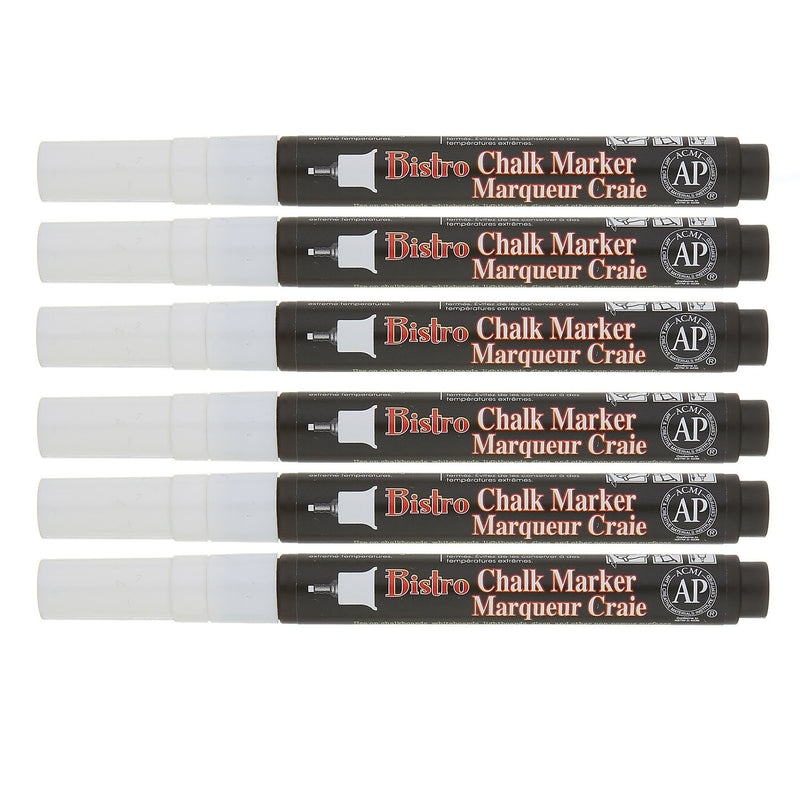 Marvy Uchida® Bistro Chalk Markers, Extra Fine Tip, White, Pack of 6 (UCH485C0-6)