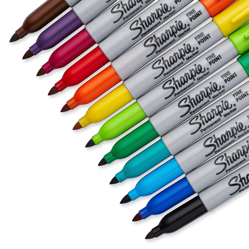 Sharpie Permanent Marker, Fine Tip, Assorted, 12/Pack (30075/30072)