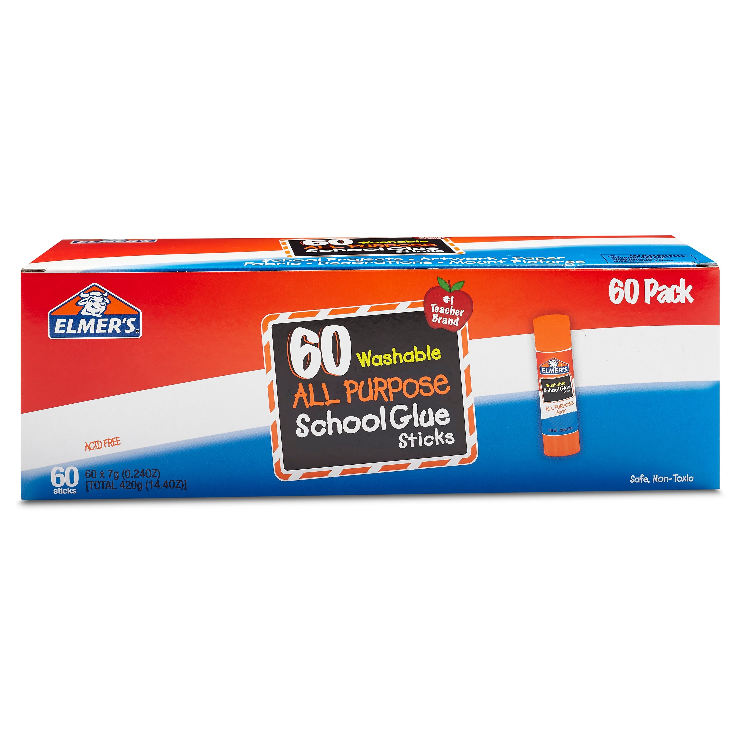 Elmer's All Purpose School Glue Sticks, 0.24 oz., 60/Pack (E501)
