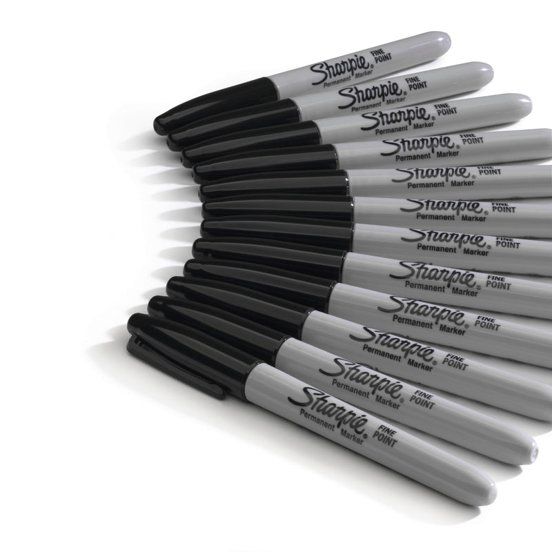 Sharpie Permanent Marker, Fine Tip, Black, 12/Pack (30001)