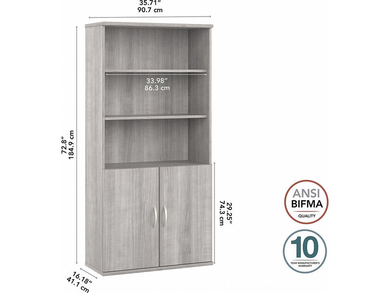 Bush Business Furniture Studio A 73"H 5-Shelf Bookcase with Adjustable Shelves, Platinum Gray Laminated Wood (STA010PG)