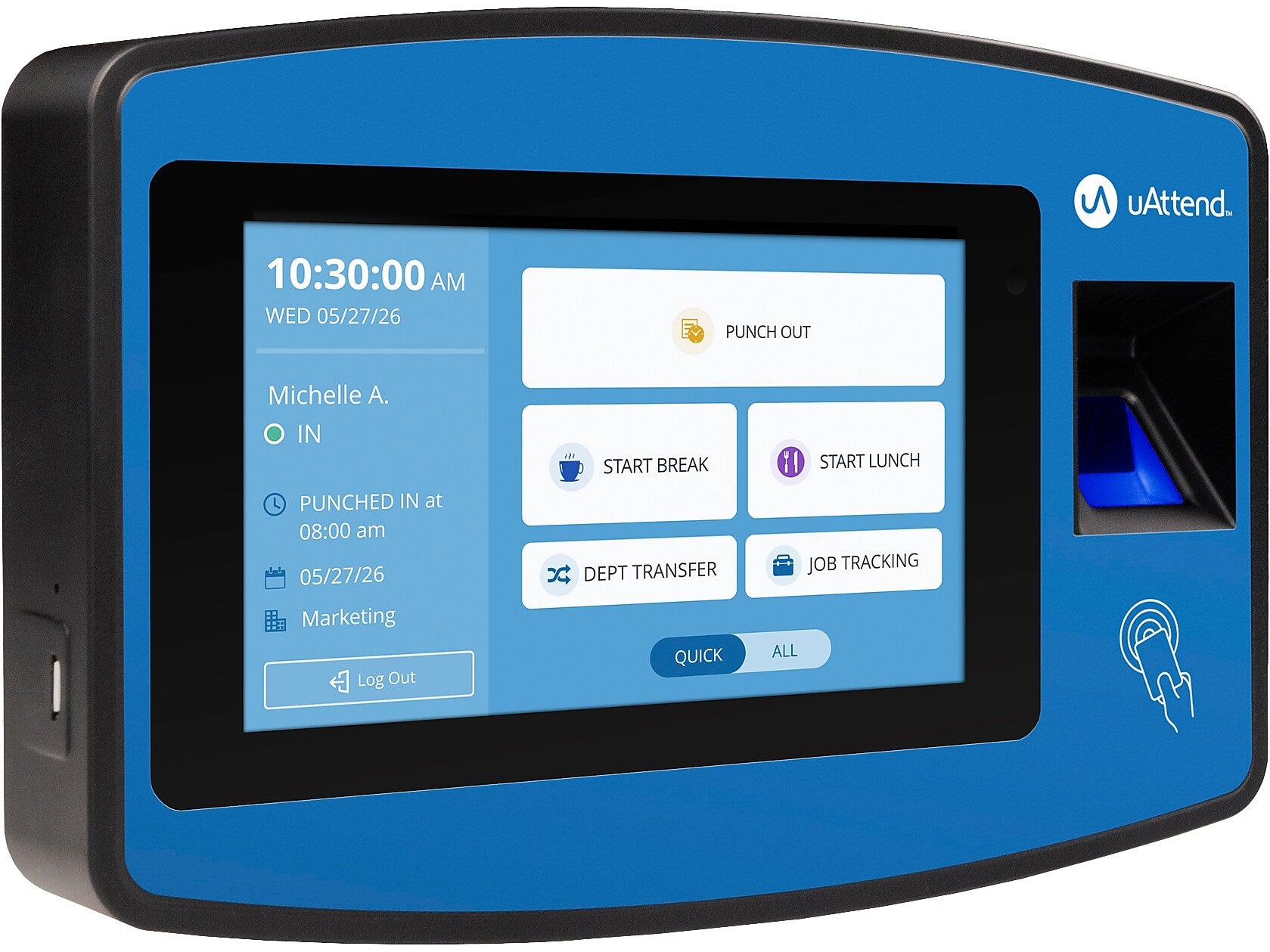 uAttend Biometric Fingerprint Time Clock System, Blue/Black (NX2500)