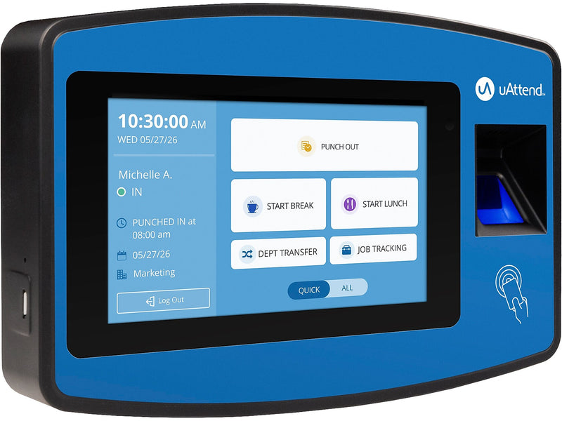 uAttend Biometric Fingerprint Time Clock System, Blue/Black (NX2500)