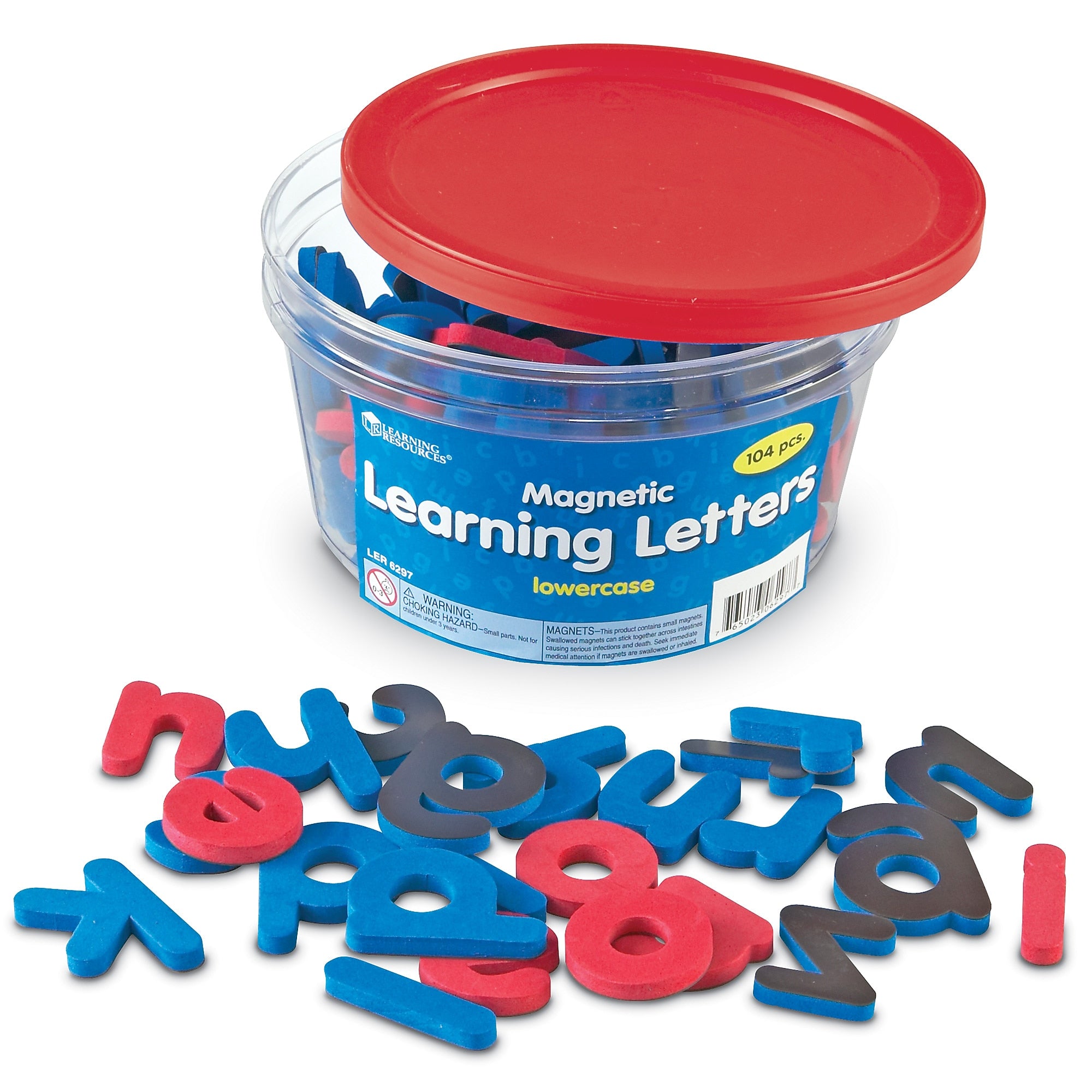 Learning Resources Lowercase 1 1/2" Magnetic Learning Letters, Magnetic, Assorted Colors, 104 pieces (LER6297)