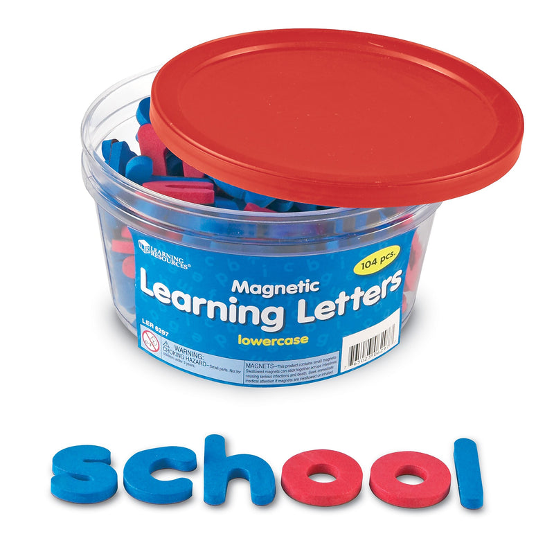 Learning Resources Lowercase 1 1/2" Magnetic Learning Letters, Magnetic, Assorted Colors, 104 pieces (LER6297)