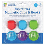 Learning Resources Super Strong Magnetic Clips and Hooks, Assorted Colors, 6/Pack (LER2691)