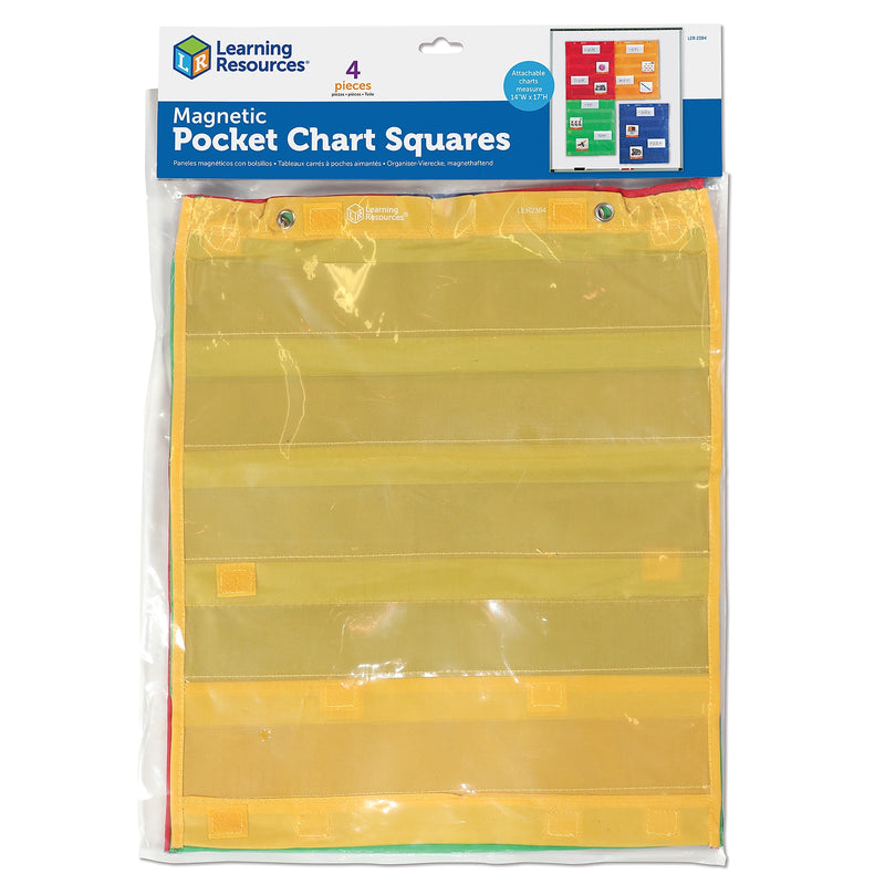 Learning Resources Magnetic 5-Pocket Chart Squares, 17" x 14", 4/Pack (LER2384)