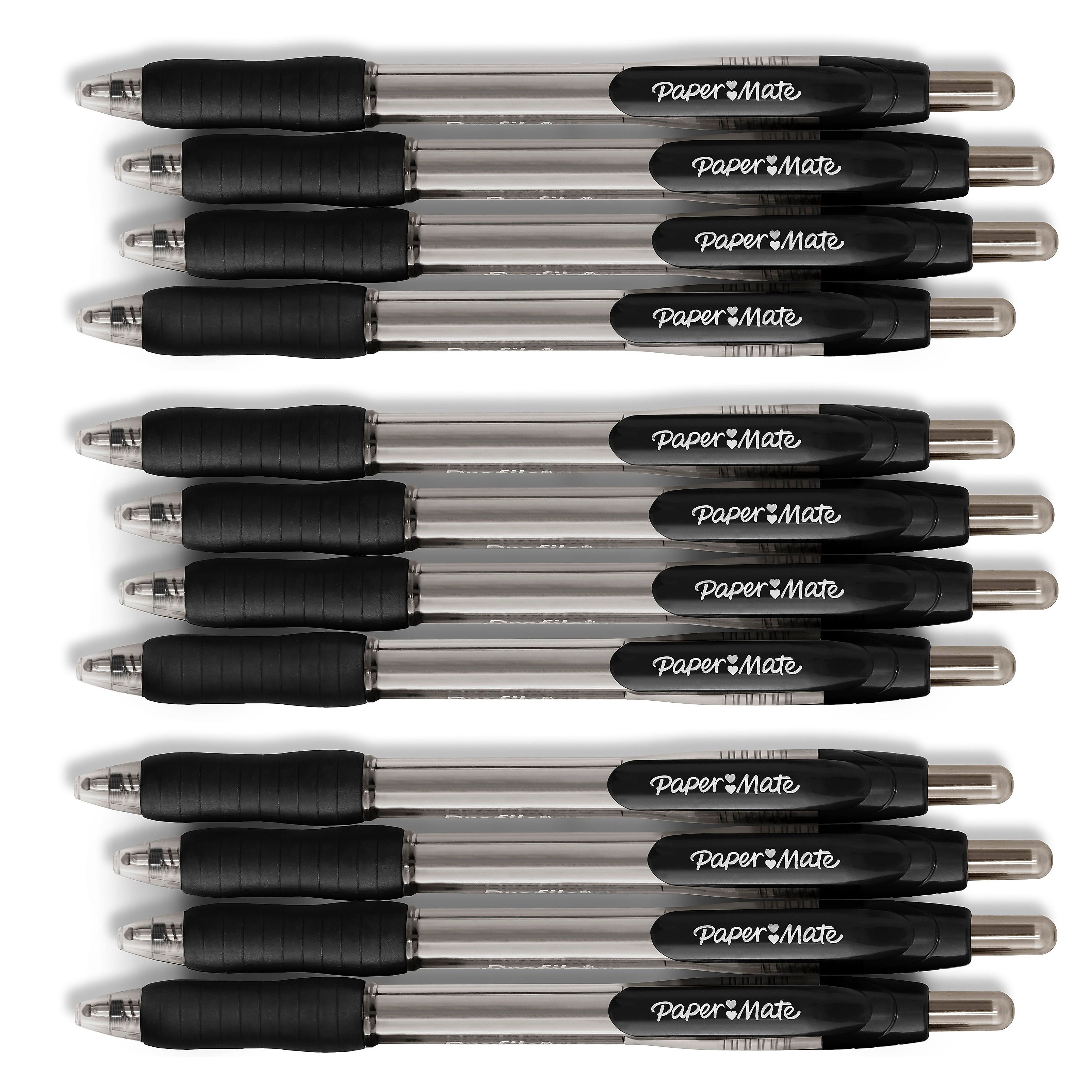 Paper Mate Profile Retractable Ballpoint Pens, Bold Point, 1.4mm, Black Ink, Dozen (89465)