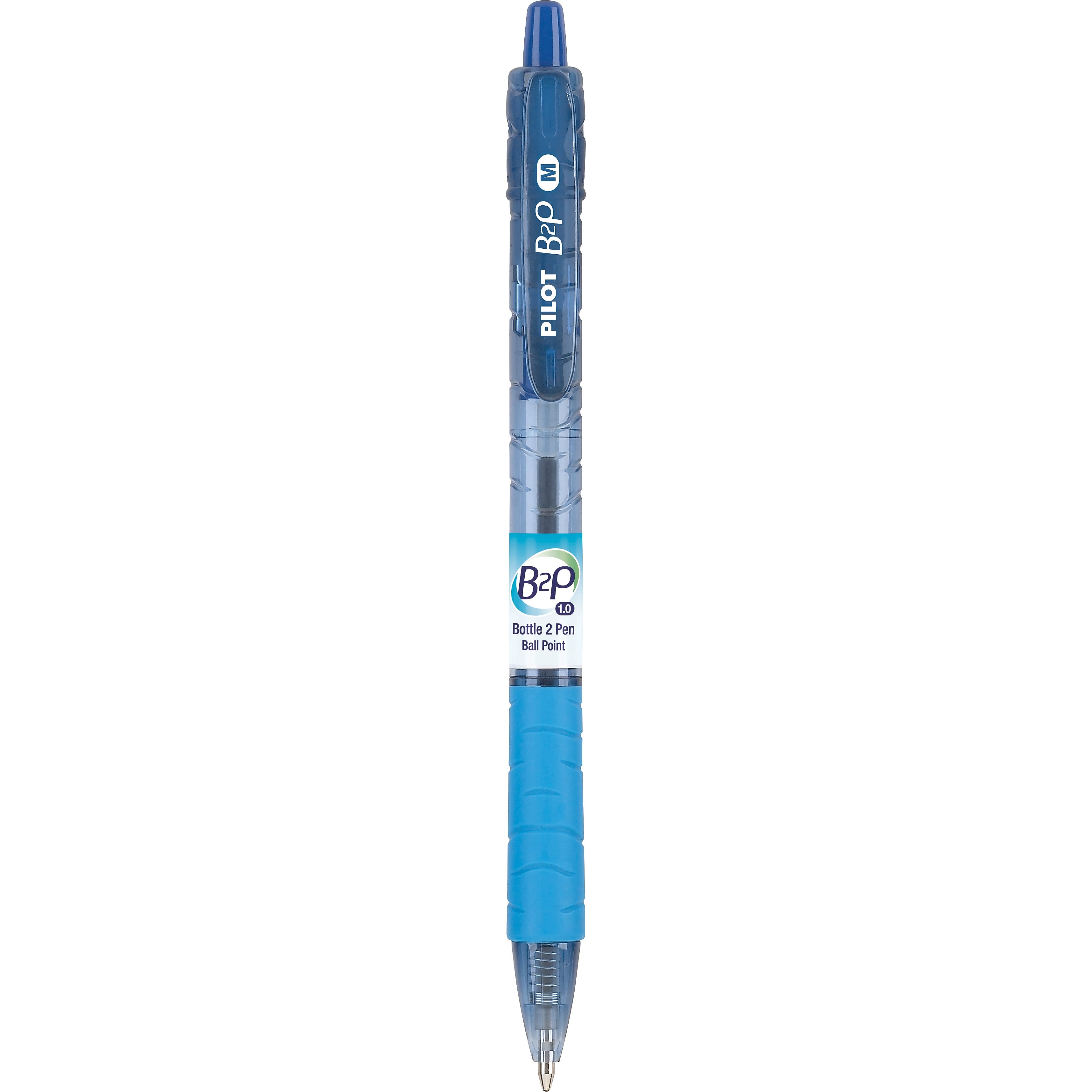 Pilot B2P Bottle 2 Pen Retractable Ballpoint Pens, Medium Point, Blue Ink, Dozen (34801)