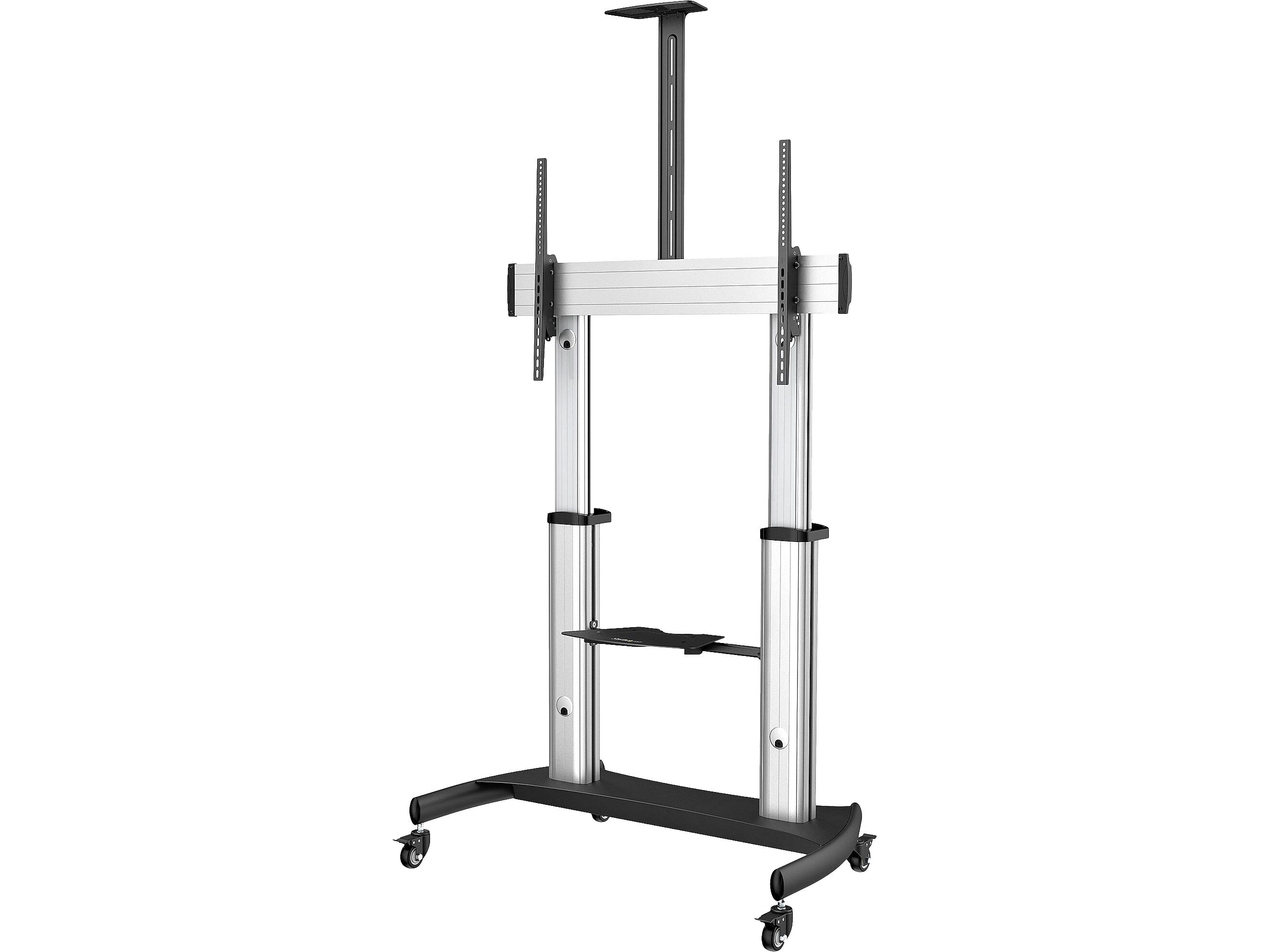 StarTech Steel Pedestal TV Stand, Screens up to 100", Black/Silver (STNDMTV100)