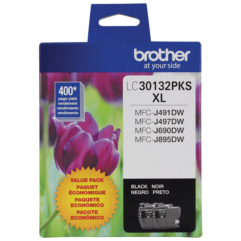 Brother LC3013BK Black High Yield Ink Cartridge, 2/Pack  (LC30138PKS)