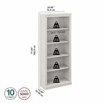 Bush Furniture Saratoga 72"H 5-Shelf Bookcase with Adjustable Shelves, Linen White Oak Laminate (W1645C-03)