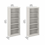 Bush Furniture Saratoga 72"H 5-Shelf Bookcase with Adjustable Shelves, Linen White Oak Laminate, 2/Set (SAR008LW)