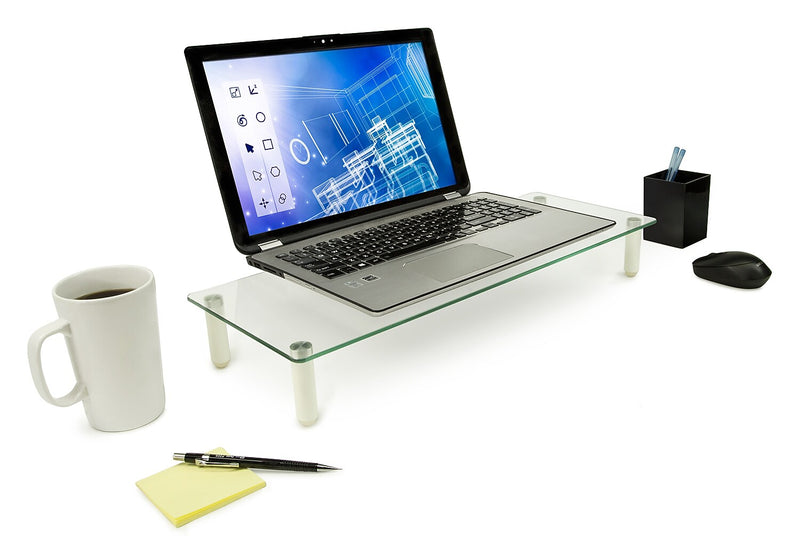 Mount-It! Glass Monitor & Laptop Desk Riser, Supports up to 44 lbs., Clear (MI-7263)