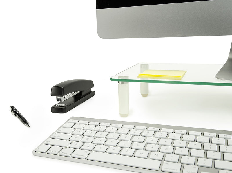 Mount-It! Glass Monitor & Laptop Desk Riser, Supports up to 44 lbs., Clear (MI-7263)